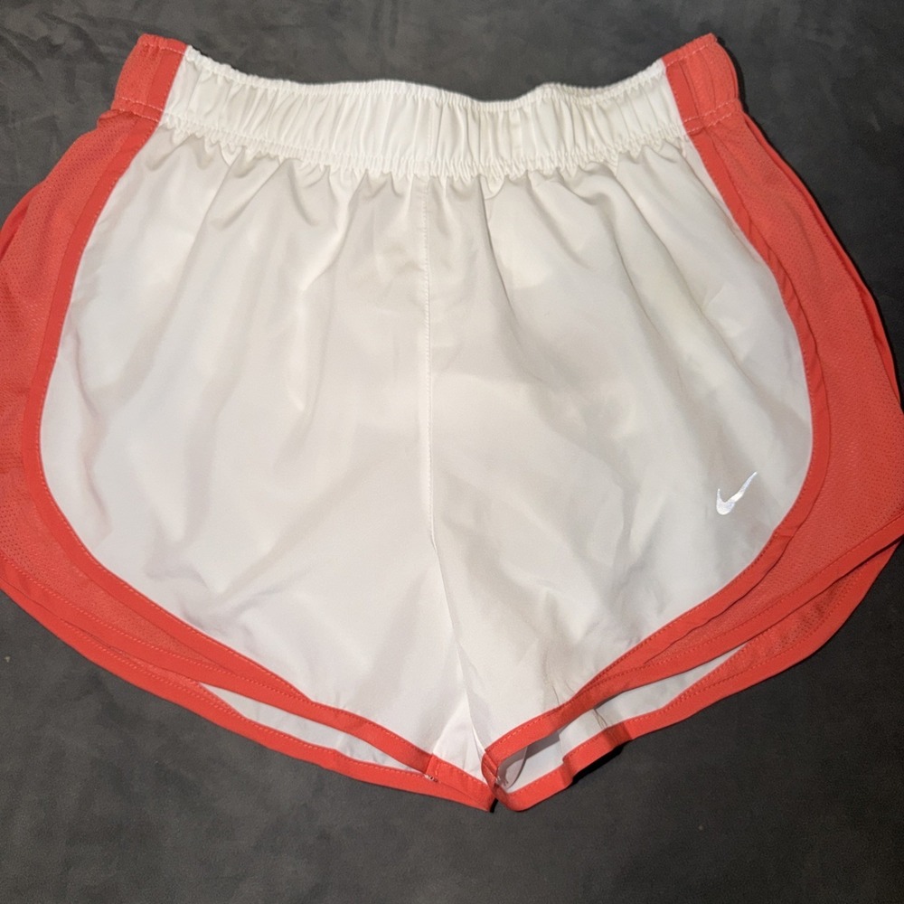 Nike Women's Running Shorts White And Pink Brief Lining Sz Small